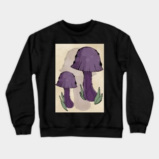 Dark Purple Cottagecore Mushrooms, Classy Portrait Style Crewneck Sweatshirt